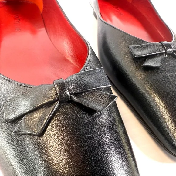 Ann Taylor Monet Black Napa Leather Loafers with Red Interior - Picture 10 of 14